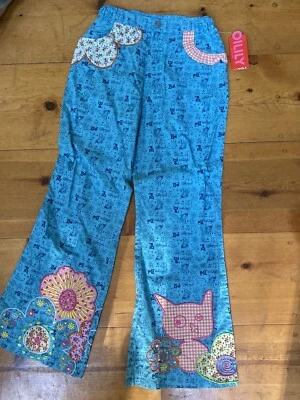 Маслянистый синий котенок хлопок аппликация хлопковые брюки, девочек 152/возраст 11-12 - Изображение 1 из 4