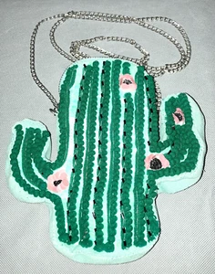 Borsa a tracolla Saguaro Cactus Circus di Sam Edelman verde con paillettes e bordo usata in ottime condizioni - Foto 1 di 14