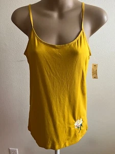 Time and True Tank, bestickt, ärmellos, geblümt, gelb, Gr. S, neu mit Etikett - Bild 1 von 5