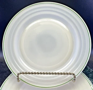 Vintage Hazel Atlas Moderntone Platonite White Green Stripe Dinner Plate - Picture 1 of 5