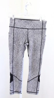 Lululemon Black White Jacquard Pace Rival Crop Cropped Leggings Size 6 - Image 1 of 4