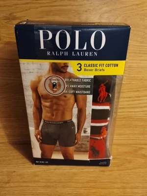 Paquete de 3 calzoncillos boxer clásicos de algodón rojo/negro talla pequeña Polo Ralph Lauren para hombre  Foto 1 de 4