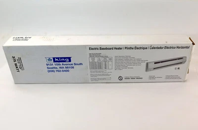 King Electrical Baseboard Heater 2K2403BW 375W 240 VAC - Image 1 of 3