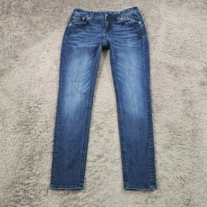 Miss Me Jeans Womens 28 Skinny Low Rise Stretch Denim Dark Wash Cuffed 27x29 - Picture 1 of 13
