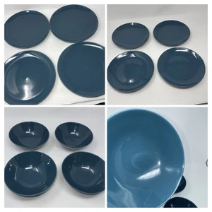 IKEA Fargrik Dark turquoise 10866 set 4 dinner plates 4 salad plates 4 bowls - Picture 1 of 15