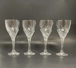 4 ct Lenox Debut Platinum Wine Glass 7 3/8" Crystal 6 oz Discontinued Silver Rim - Picture 1 of 14