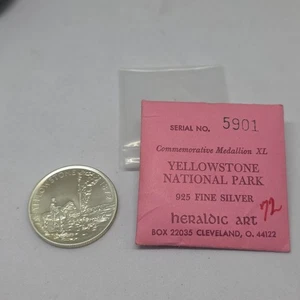 1972 Sterling So-Called Half Dollar Yellowstone National Park Heraldic Art Medal - Bild 1 von 3