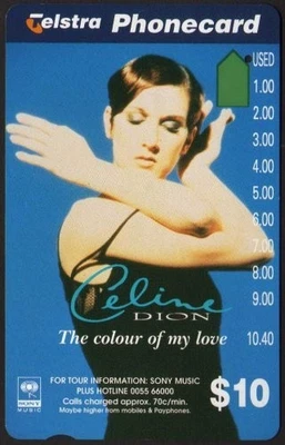 ✨1996 | Australia Sony Celine Dion A955853a | Prefix 1078 | $10 phonecard VGC - Image 1 of 2