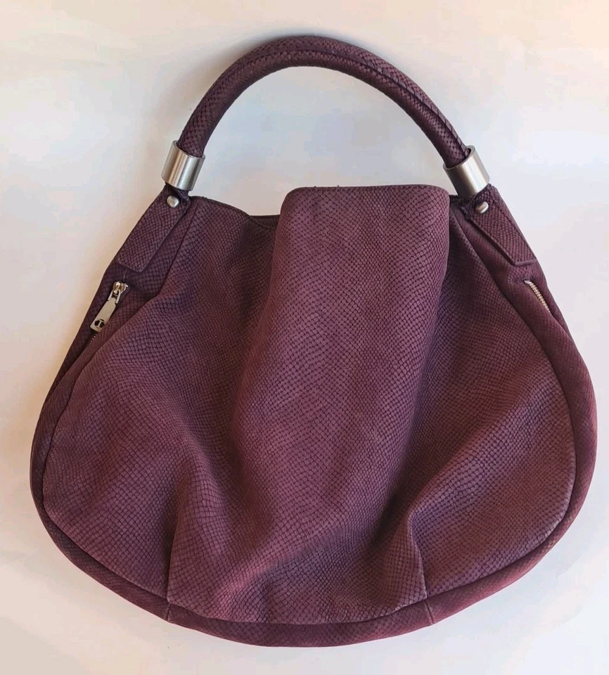 Bolso de Mano Talbot's Piel de Serpiente Cuero Repujado Cartera Púrpura Hobo Mango Superior Boho Foto 1 de 4