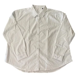 Men's 4XL White Long Sleeve Button Down Shirt Designed in Italy 95% Cotton - Picture 1 of 12