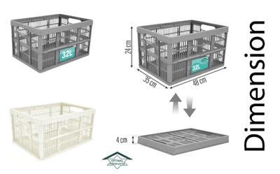 32L Collapsible Plastic Storage Crate Box Stackable Office Garage Assorted UK - Image 1 of 4