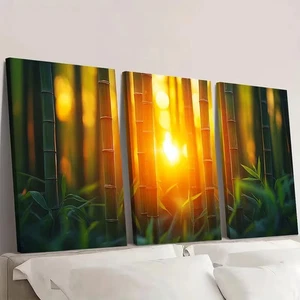 3pcs Zen Asian Style Bamboo Decor Wall Art Canvas Framed 50x70cm - Picture 1 of 2