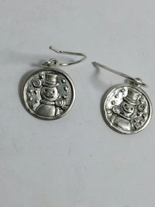 Orecchini Argento Sterling 925 Frosty Il Pupazzo di Neve Pendente Silpada Inverno Natale - Foto 1 di 8