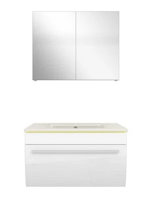 Badmöbel Set Gently 3 V1 Weiß MDF Waschtisch 70cm - Bild 1 von 4