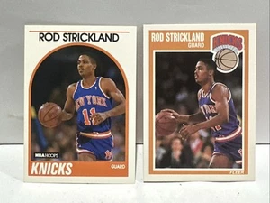 2x Vintage 1989-90 Rod Strickland RC Lot Fleer #104 NBA Hoops #8 Knicks SAS PG NM/Mt - Bild 1 von 6
