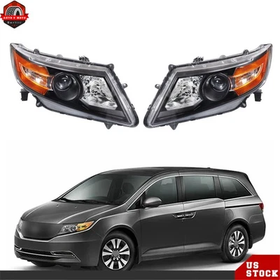 For Honda Odyssey 2011-2017 Pair of Black Housing Halogen Projector Headlights Foto 1 de 4