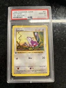 1st Edition Shadowless Rattats 62/102 Base Set English PSA 10 Gem Mint - Picture 1 of 2