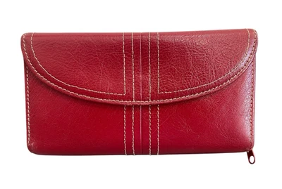 BUXTON Mujer Chequera Billetera Bolso sin asas Organizador Cuero Rojo Compartimentos con Cremallera Foto 1 de 4