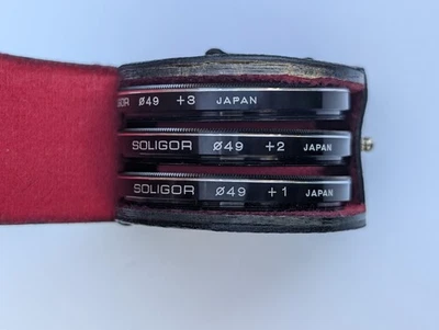 Soligor 49mm Macro Close Up Filter Set +1, +2, +3. With Case. Made In Japan - Image 1 of 4