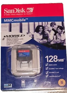 SanDisk 128 MB RS / MMC Mobile Memory Card + Adaptor for Nokia 6680 7610 6230i - Picture 1 of 2