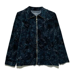 Style & Co., Shades of Dark Teal Velvet Fleece Zip-Up Jacket, size XL - Picture 1 of 5
