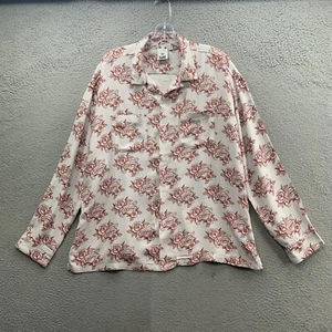 X-girl Floral Tattoo Print Women’s S Button-Down Shirt Top Collared White Red - Picture 1 of 18