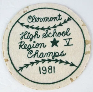 Parche de béisbol 1981 Clermont High School Cowboys Región V Champs Florida - Imagen 1 de 4