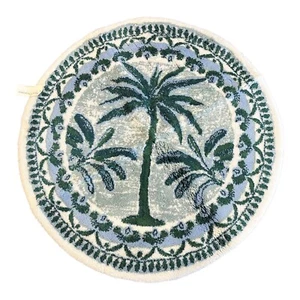 NUEVA Alfombra de Baño Abyss Habidecor Fili 31" Redonda Patrón Palmera Verde/Azul $625 - Imagen 1 de 5
