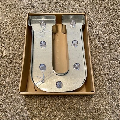 Light Up Letter "U" Battery Powered Silver Metal Last Name First Baby 9.8” in. - Image 1 of 3