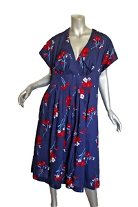 Womans Emily and Fin Blue Floral Short Sleeve Cotton Dress Size 1X - Picture 1 of 5
