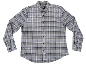 Lois Shirt Mens Extra Large Gray Black Plaid Flannel Button Up Long Sleeve - Foto 1 di 9