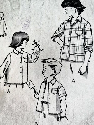 1950s Flyaway Shirt Unisex Child Girl Boy Vogue 2627 Sewing Pattern - Image 1 of 3