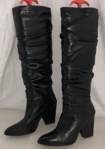 6.5 ❤️ Stuart Weitzman SLOUCH Black SOFT LEATHER Knee High Heel BOOTS bootie - Picture 1 of 13