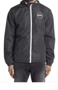 WeSC Mens Size:Medium Women Size:Large BLACK/WHITE Pinstripe Hooded Windbreaker - Picture 1 of 3