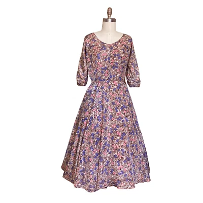 Vintage 1950s Pink Lilac Cherry Print Dress | 1950s Vintage Novelty Print Dress - Image 1 of 4