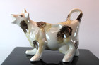 Vtg MCM Cow Creamer Brown & White Spotted Spongeware farm retro granny core