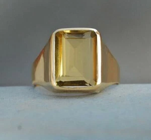 925 Sterling silver 7.25 CT Cushion Lemon Topaz Handmade Birth Stone Men Ring - Picture 1 of 4