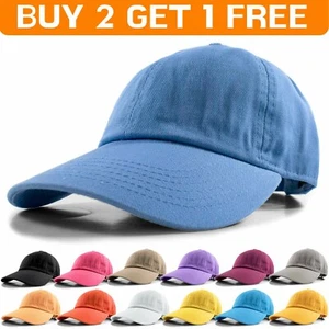 Plain Solid Polo Style Baseball Hat Washed Cotton Adjustable Cap Mens Womens - Picture 1 of 46