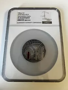 Tiffany Art 2018 Palau $10 2 Oz Sammezzano Castle NGC PF70 ANTIQUED - Bild 1 von 3