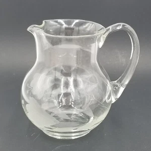 Vintage Ball Tilt Pitcher Daisy Flower Etched Glass Clear ICE LIP - Picture 1 of 3