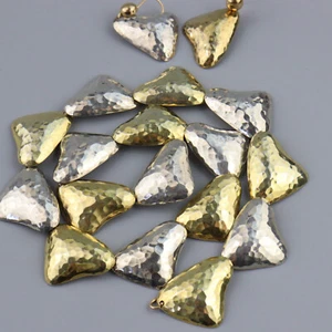 Vintage Taxco Hammered Mixed Metals Sterling Silver Necklace Earrings Set Mexico - Picture 1 of 10