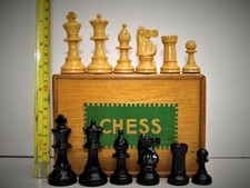 Rare vintage lead weighted 'Jaques' Staunton (K=71mm/2.8") Chess Set + orig box.
