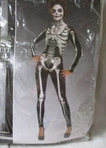 Women’s Halloween Skeleton One Piece Long Sleeve Bodysuit Costume Sz S-M - Picture 1 of 6