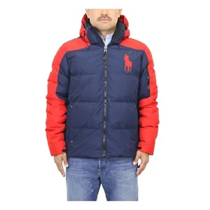 Polo Ralph Lauren Big Pony Hooded Down Puffer Jacket Coat - Navy, Red - Picture 1 of 1