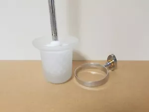 New Designer Toilet Brush Holder With Gold Trim and Glass Cup - Picture 1 of 5