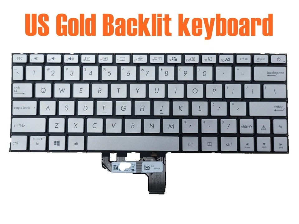 Teclado retroiluminado dorado de Estados Unidos para Asus UX334FA UX334FL UX334FLC UX333FAC UX333FLC  Foto 1 de 1