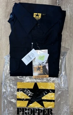 NWT PROPPER MENS F5312 TACTICAL LIGHTWEIGHT L/S SHIRT Black Sz L-R REG TEFLON - Image 1 of 3