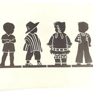 Póster estampado de siluetas Gedge Harmon de colección años 50, niños de todo el mundo 17x23 - Imagen 1 de 6
