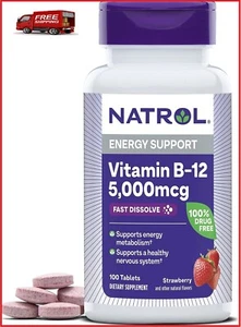 Natrol Vitamin B12 Fast Dissolve Tablets, Promotes Energy - 5,000mcg - 100 Count - Picture 1 of 7