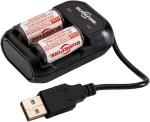SureFire Rechargeable 123A Batteries (x2) and Charger SFLFP123-KIT - Picture 1 of 3